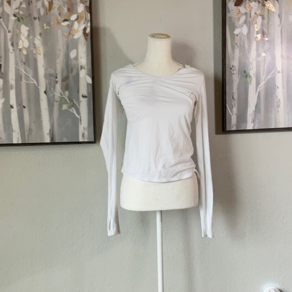 Lululemon Athletica Cream Fitted Ruched Blouse
